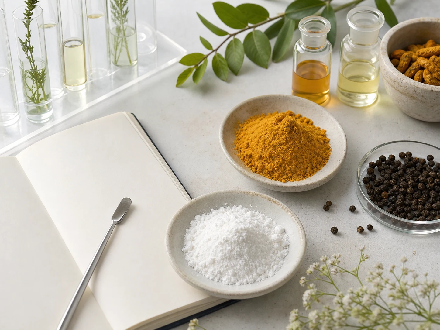 Conceptual visualization of botanical ingredient formulation materials